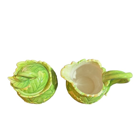 Vintage Fitz And Floyd Leaf-Shaped Creamer & Sugar Bowl Set - Picture 2 of 11